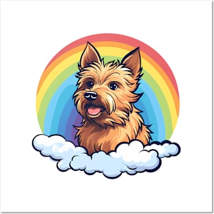 Cute Australian Terrier Rainbow Cloud Kawaii Dog Happy Puppy Posters and Art